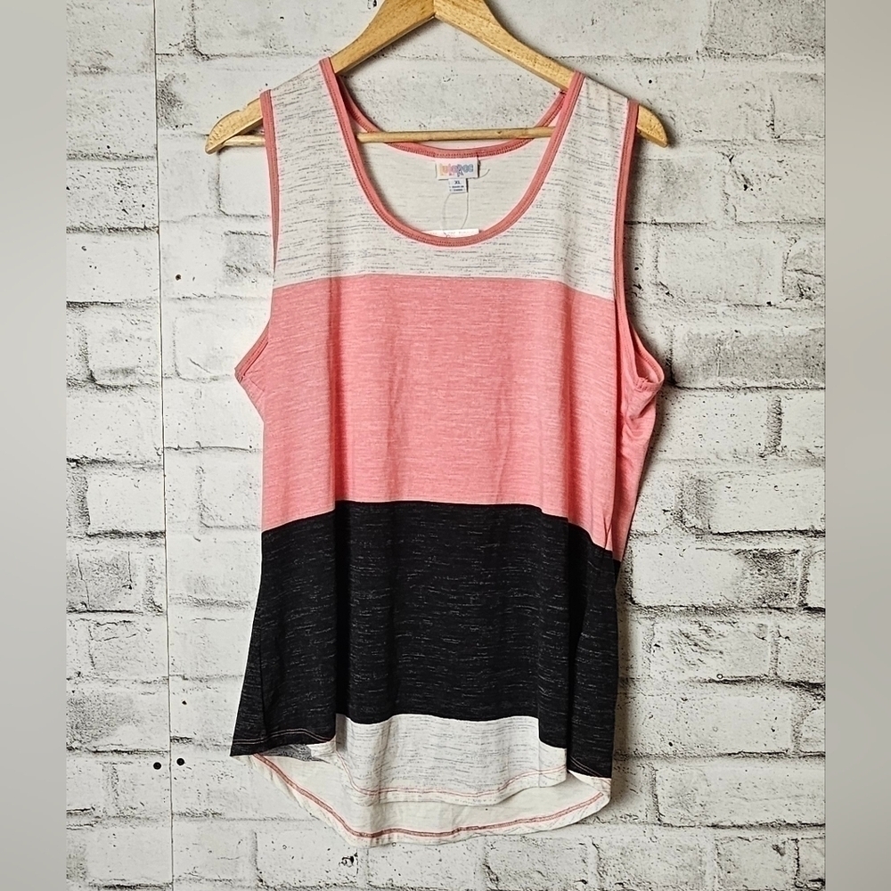 LuLaRoe Tank Top Womens XL Colorblock Flowy Swing Tunic Pink Gray